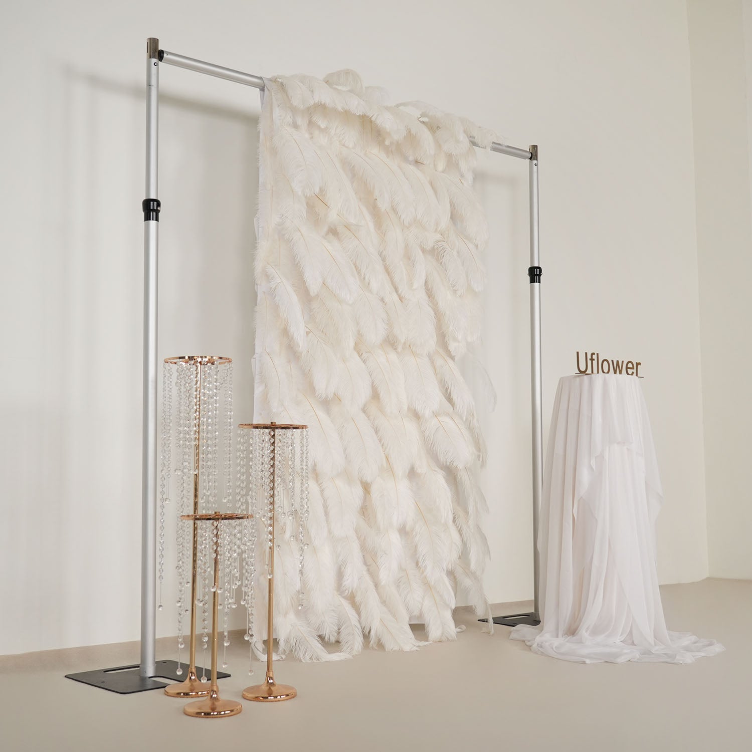 Uflower Artificial White 5D Flower Wall Wedding Backdrop Decoration